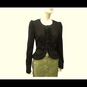 INC International Concepts Cropped Black Ruffle Jacket